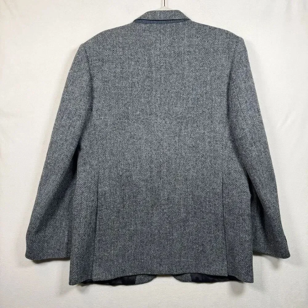 Harris Tweed Blazer 42 Hector Russell Scotland Herringbone Wool Sport Coat Mens